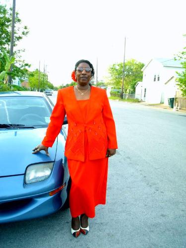 Me in red. - After church.