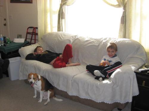 My Grandsons & Buster - Being lazy at my house. My Grandsons & Buster - Being lazy at my house.