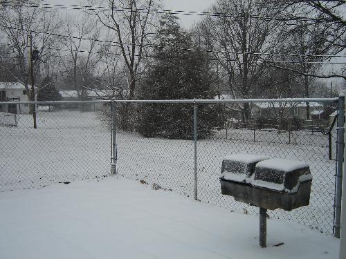 Photo of snow taken this afternoon - Photo of a small portion of our backyard 