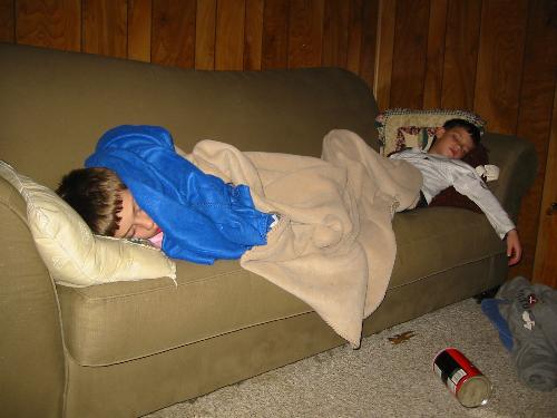 Matt (the one of twins to Morgan) and Kyle - Christmas really wears a kid out!!