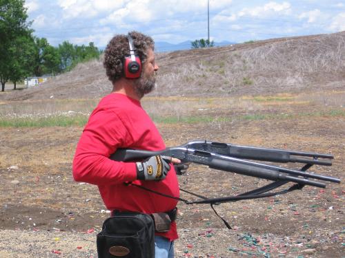 My Guy Taking Aim - My guy taking aim with two shotgus. Yes he can shoot them both.