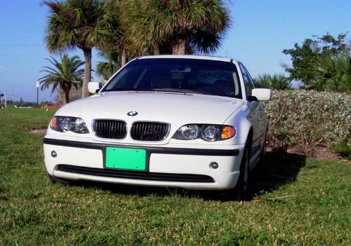 White car with Green LIcense Plate - BMW with environment plate