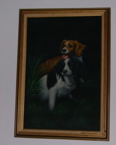 2 Dogs - These two dogs are painted on black velvet and was purchased at a starving artist sale in 1977. 2 Dogs - These two dogs are painted on black velvet and was purchased at a starving artist sale in 1977.