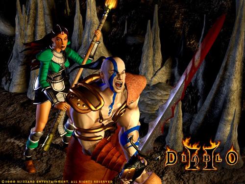 Diablo 2 Characters - Just a wallpaper that i made with my favorite character Sorceress, along with the Barbarian. Hope You all like it.