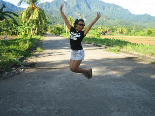 ecstatic about life - here's a picture of my wife excited to make the climb...