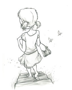 the girl - a drawing by American artist Kurt Halsey.