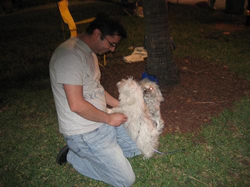 pet lover - this is my son's photo who is a great lover of dogs.