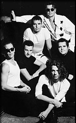 inxs - INXS band shot in B&W all dress in white shirts