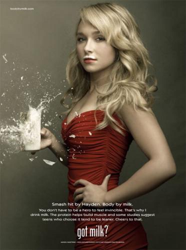 Milk - The famous mustache and join the ‘Body By Milk’ campaign created to encourage teens to eat right and drink 3 glasses of lowfat or fat free milk everyday to stay lean and healthy. For more information visit bodybymilk.com.