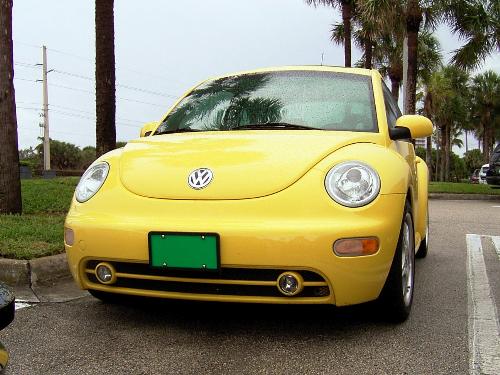 Yellow Bug with Green License Plate - Yellow VW Bug with Green License Plate camapaign for the environment