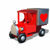 car chugging gif - red, old fashioned car chugging along!