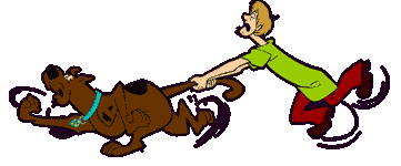 scooby running - enoticon of scoobydoo running and scrappy trying to keep up!