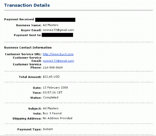 proof of payment - My first payment from bux3:D