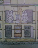 My speaker world - A sketch of a spesker showroom.