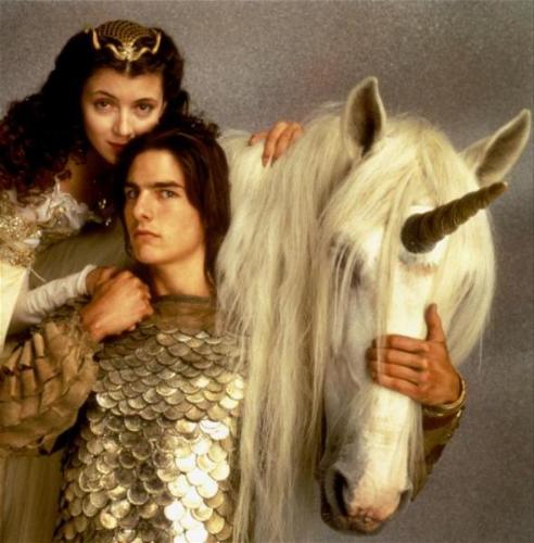 Tom Cruise and Mia Sara - Tom and Mia (Jack and his princess) pose with a unicorn