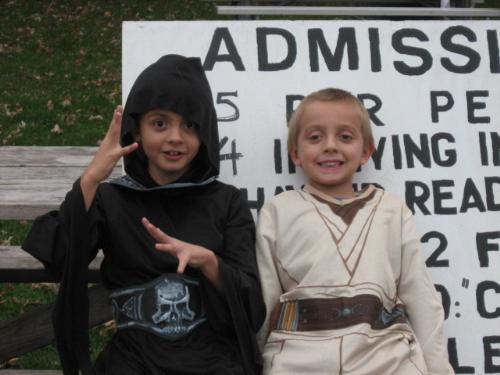 My Grandsons - Tyler on the left and Hunter on the right. Taken at a Haloween party at the local Nature Center near my house on 10-20-2007