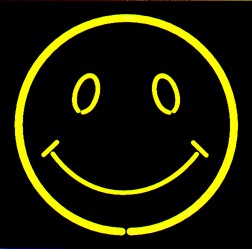 Be Happy - neon smiley happy face