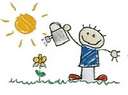 Be Happy - A man is giving water to the plant.