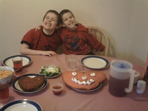 valentine's supper  - my boys on valentine's day