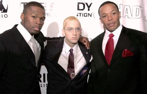 50 Cent , Eminem & Dr Dre - Eminem alongside 50 Cent and Dre.
