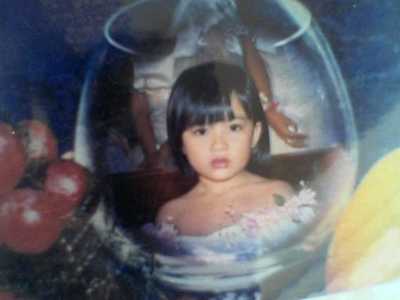 young me - this was when i attended a wedding when i was young.. and was placed in a glass.. weird, i know.. hehe..