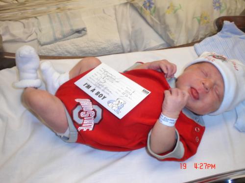O-H-I-O! Go Bucks! - Here' the newest OSU fan all togged up in school colors.
