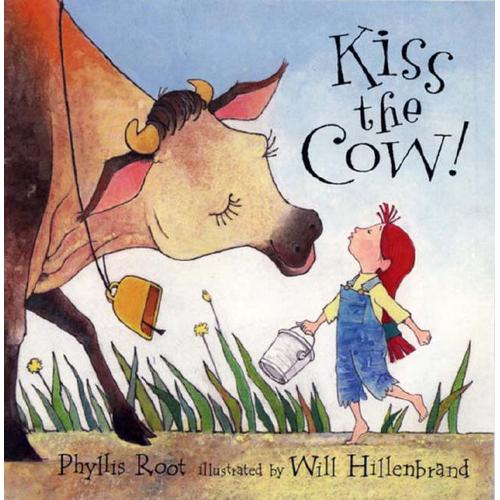 Illustration Showing a Girl Kissing A Cow - image of a girl kissing a cow