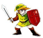 Link - The original artwork for Link from the Legend of Zelda series. This rendition dated back to the first title, The Legend of Zelda for the Nintendo Entertainment System.