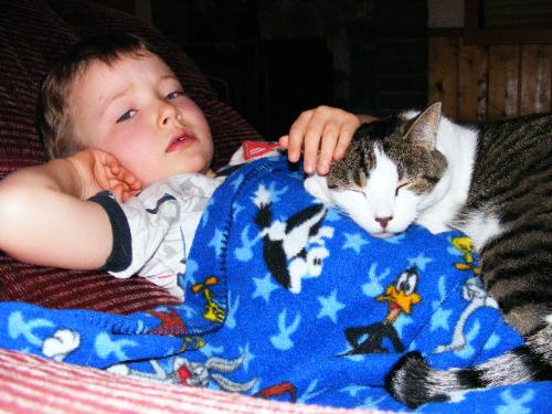 Ed and my son - This is Ed and my oldest son. Ed is the one that cleans blind cords.