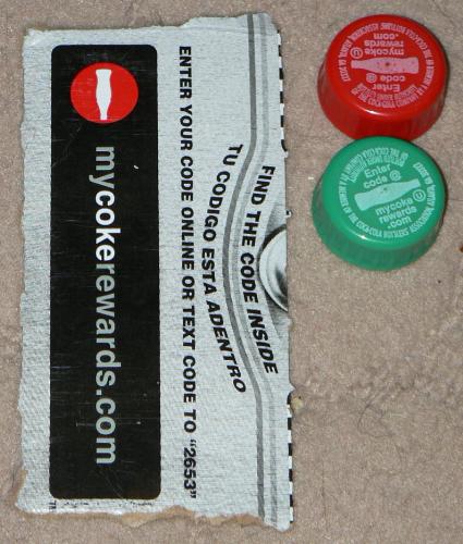 cokerewards - Coke rewards that I collected to enter online for points towards free gifts.