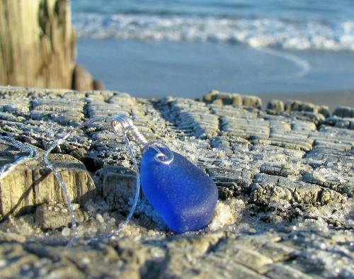 Cobalt Blue Sea Glass Necklace - Two of my favorite passions (beside my family) photography and creating wearable-art. Okay 3 of my faves...looking for sea glass at the beach!