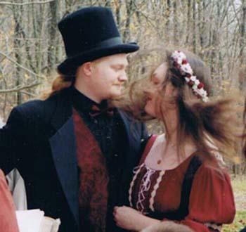 Paul and Raina Wedding Day - A photo of my nephew, Paul and his wife Raina on their wedding day.  They got married in a cemetery in Burton, Ohio.