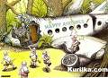 Plane Crush - Plane crush accident in cartoon drawing