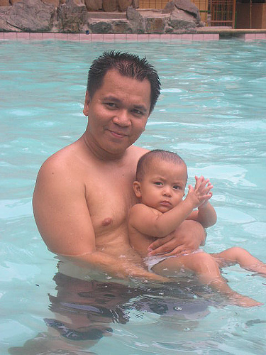 in the pool  - taking a dip