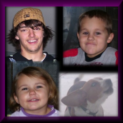 Faith&#039;s Babies :) - Pictured here are my youngest son, two of my grandchildren, and our beagle Shilo. This photo is a combination of 4 seperate photos taken with a digital camera and then cropped, resized, feathered, and combined using Paint Shop Pro.
