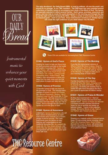 Our Daily Bread CDs - This is a newsletter page reviewing and publicizing a set of devotional CDs.