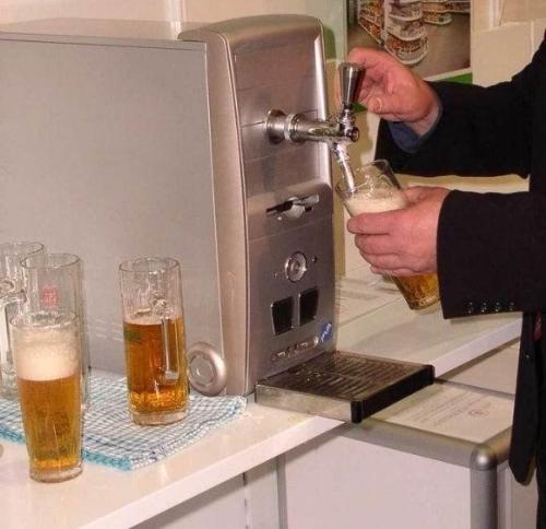 i fixed my computer - turned hard drive into a beer tap....