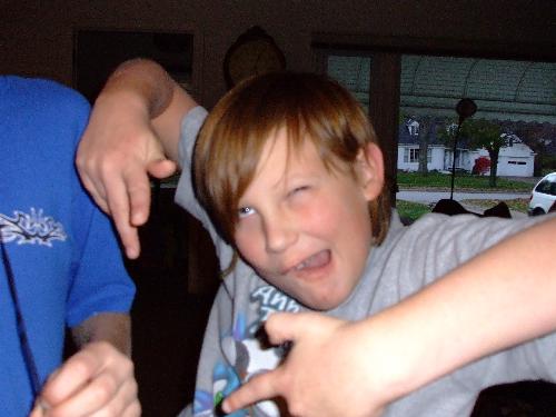 my son being goofy - My nine year old son acting goofy.