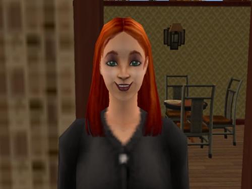 Red-headed Woman - My alter ego on Sims 2. Her name is Sarah Bradshaw and she has 25 days until she becomes an elder. I'm enjoying her while I can. So are her 4 children.