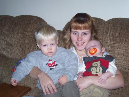 Me and my boys - This is me Hunter (3yrs old) and Jaxson (in pic: 2 months, now 5 months) This was taken around Christmas time.