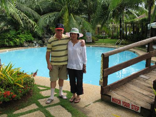 with wife on holiday - Bohol beach club swimming pool