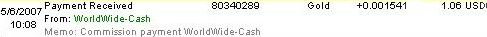 WorldWide-Cash Payment Proof - Many like this site.  High $0.80 CPM rate.