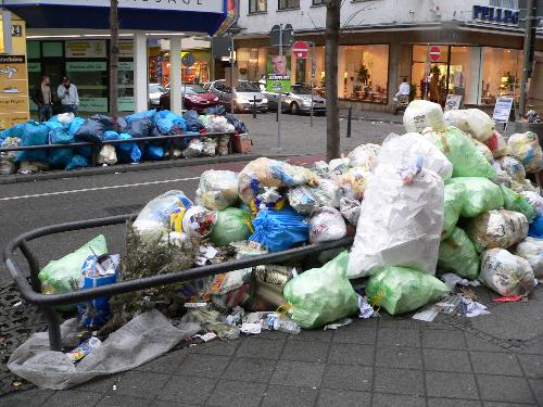 Rifiuti, Naples - This is a photo of a street full of waste. This is the actual situation of the Italian city Naples.