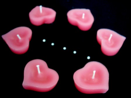 Heart Candles - A sample of our hand-made pink heart candles