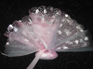 Wedding Favours - Sample of our simple but stylish pink wedding favour, with silver hearts. For more colours and styles check out our website.