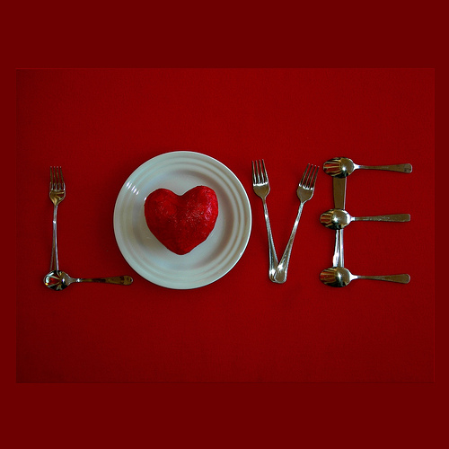 How much do you LOVE your company? - A picture of love. Created using utensils. Photo source: http://farm3.static.flickr.com/2396/2259707131_dbca5ecc00.jpg?v=0 .