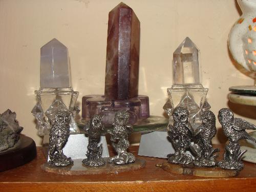 Crystals and owls on my desk - These crystals and owls sit on my desk and I believe they add good energy to my creativity. At least that is what I tell myself! LOL