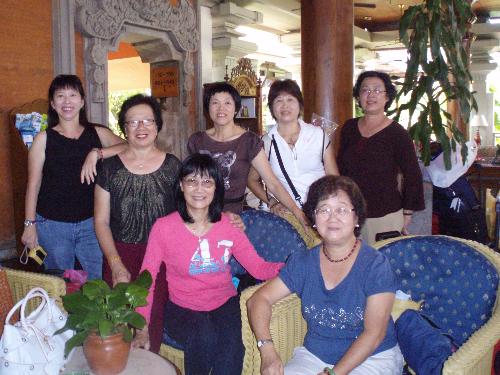 at the Bali Dynasty Resort lobby  - Waiting with some friends at the lobby of Bali Dynasty Resort for checking out.