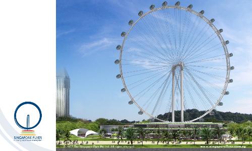 The Singapore Flyer - The world's largest observation wheel, The Singapore Flyer, opened to the public today, 1st March 2008. At 165m high (about 42 stories), the wheel has 28 capsules each the size of a bus. Each capsule can take up to 28 persons.