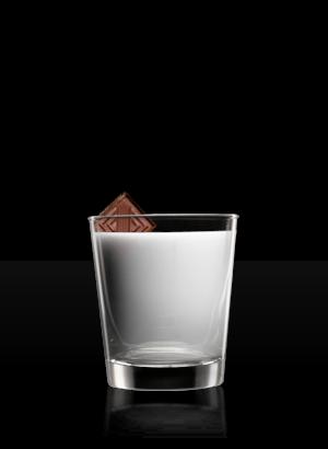 milk with chocolate - this is a glass of milk with a piece of chocolate on the tip of the glass. a very nice picture! isn't it? yummy too!